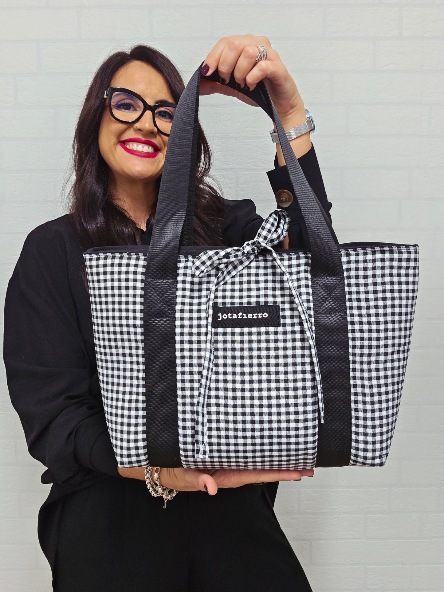 BOLSO CAPAZO VICHY NEGRO