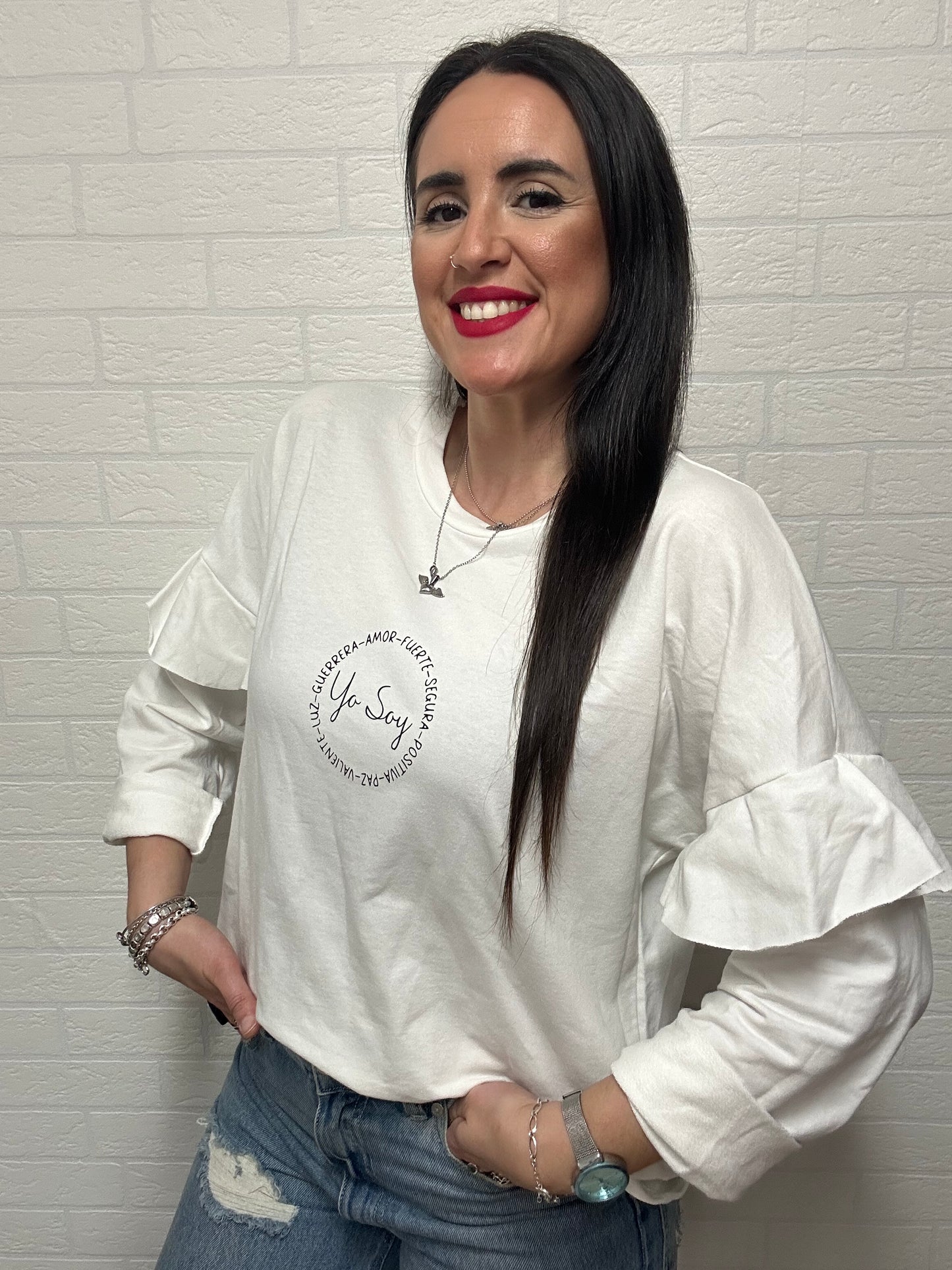 SUDADERA YO SOY -VOLANTE/BLANCA