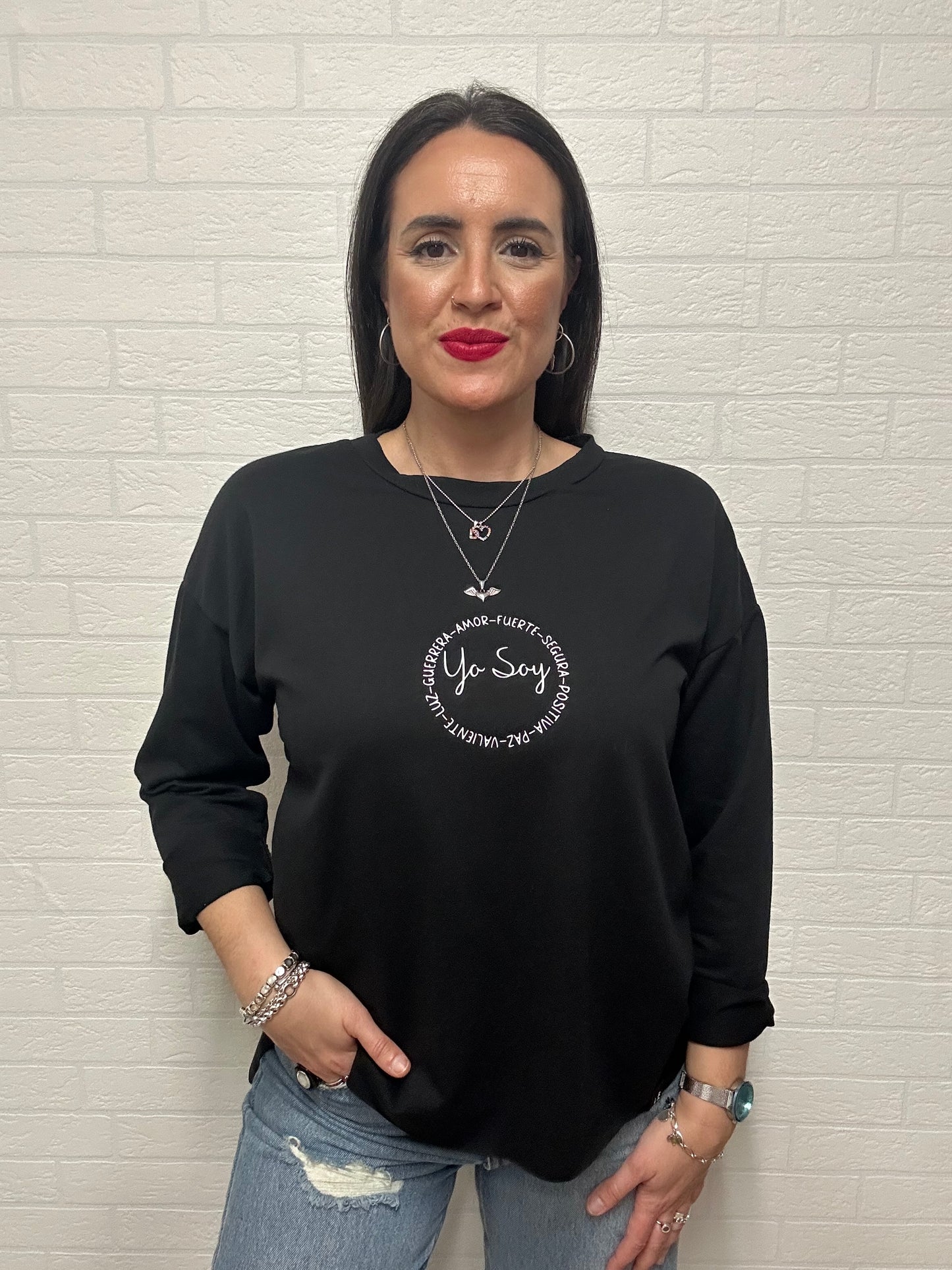 SUDADERA YO SOY -APERTURA/NEGRA