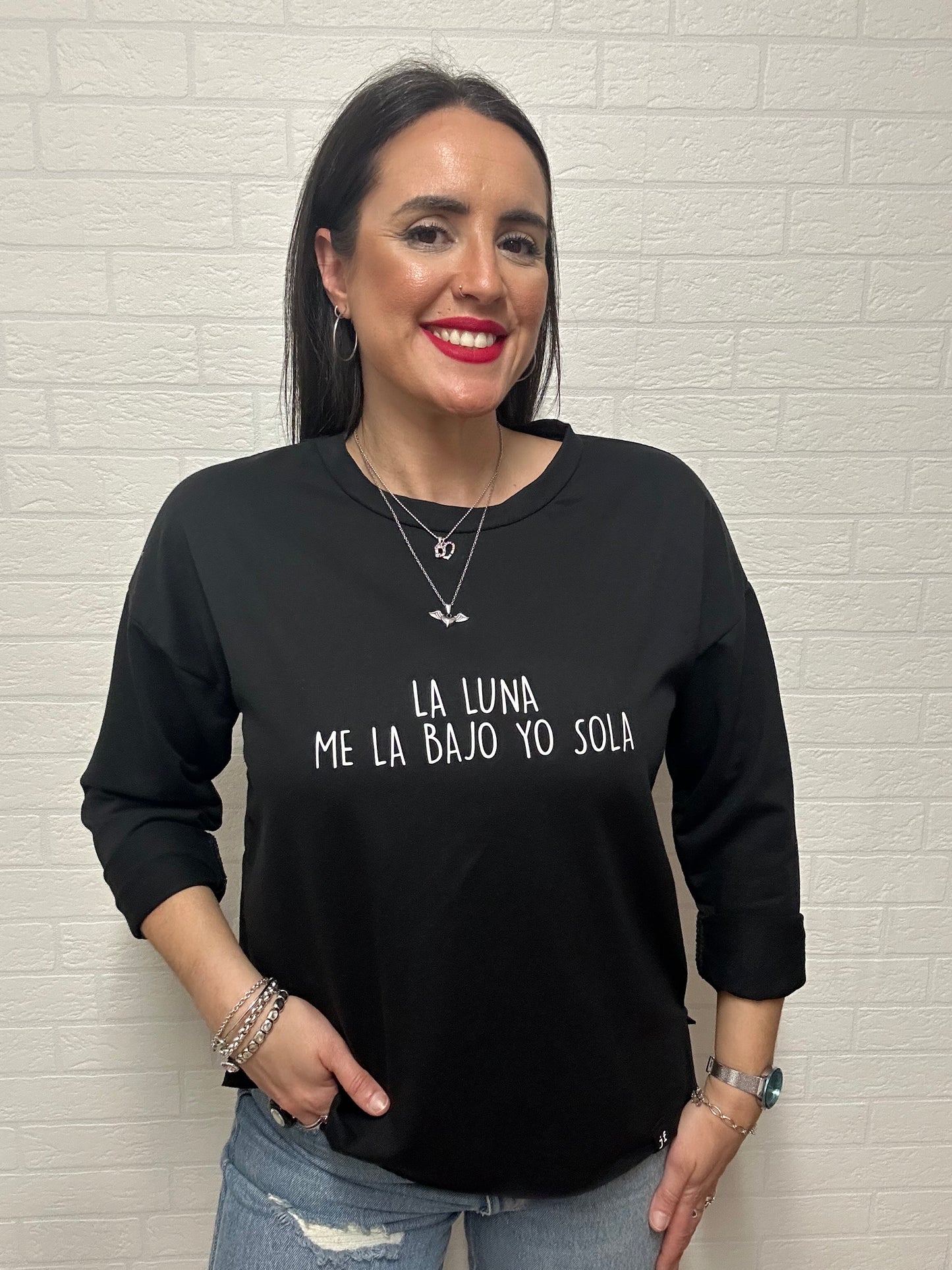 SUDADERA LA LUNA-APERTURA/NEGRA
