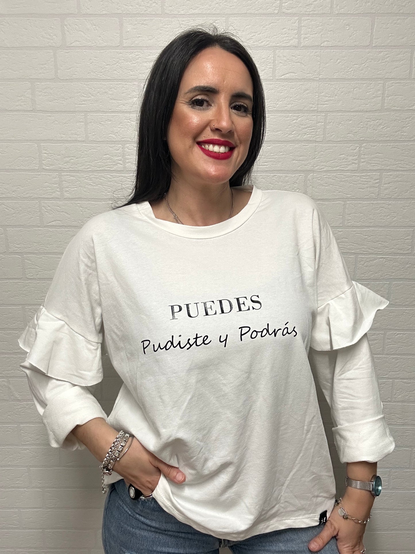 SUDADERA PUEDES-VOLANTE/BLANCO