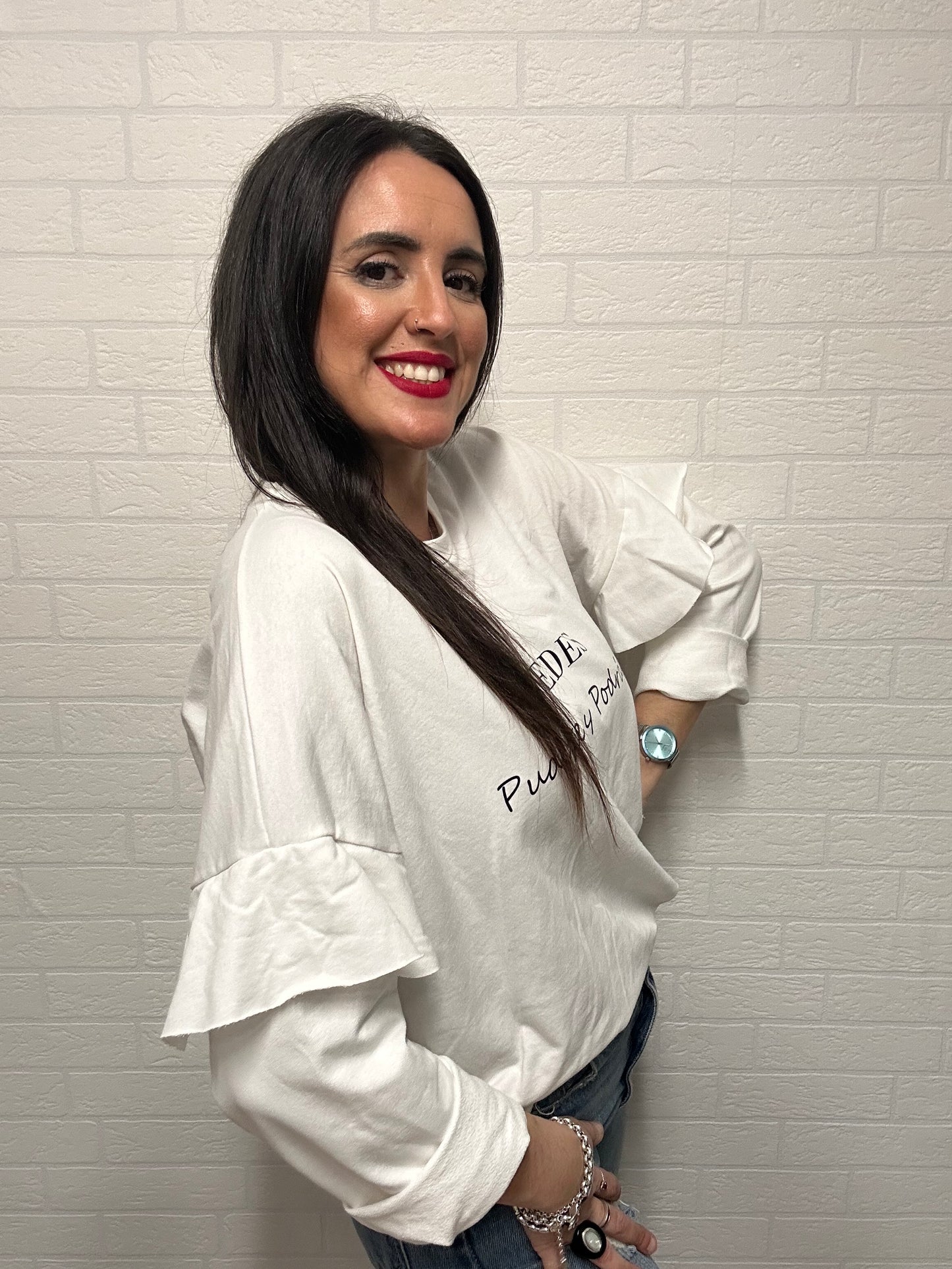 SUDADERA PUEDES-VOLANTE/BLANCO