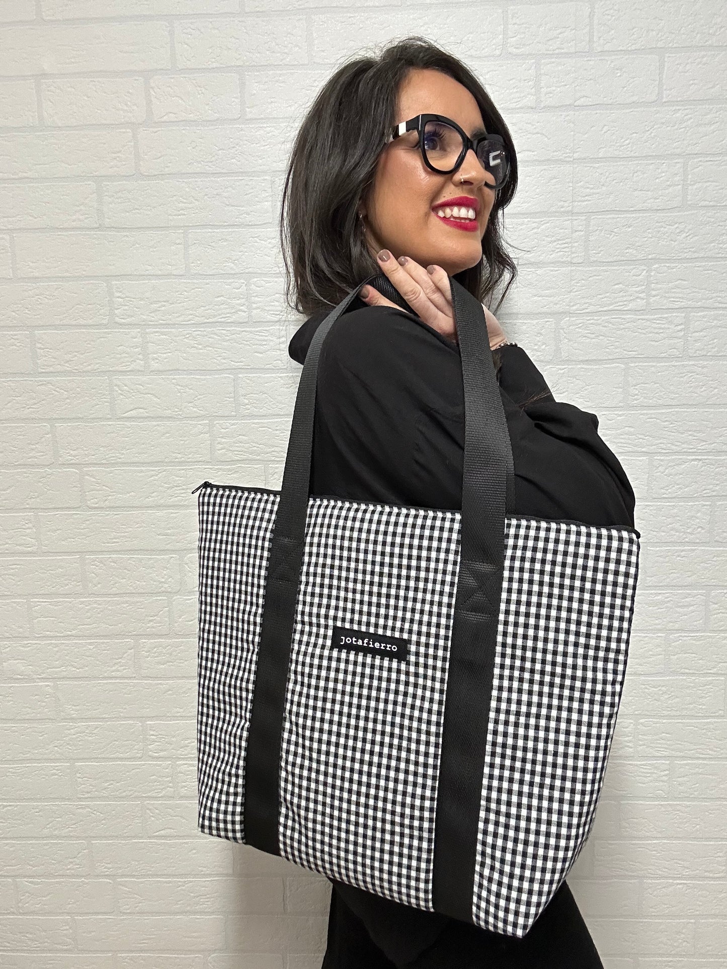 BOLSO TOTE BAG PREMIUM VICHY NEGRO