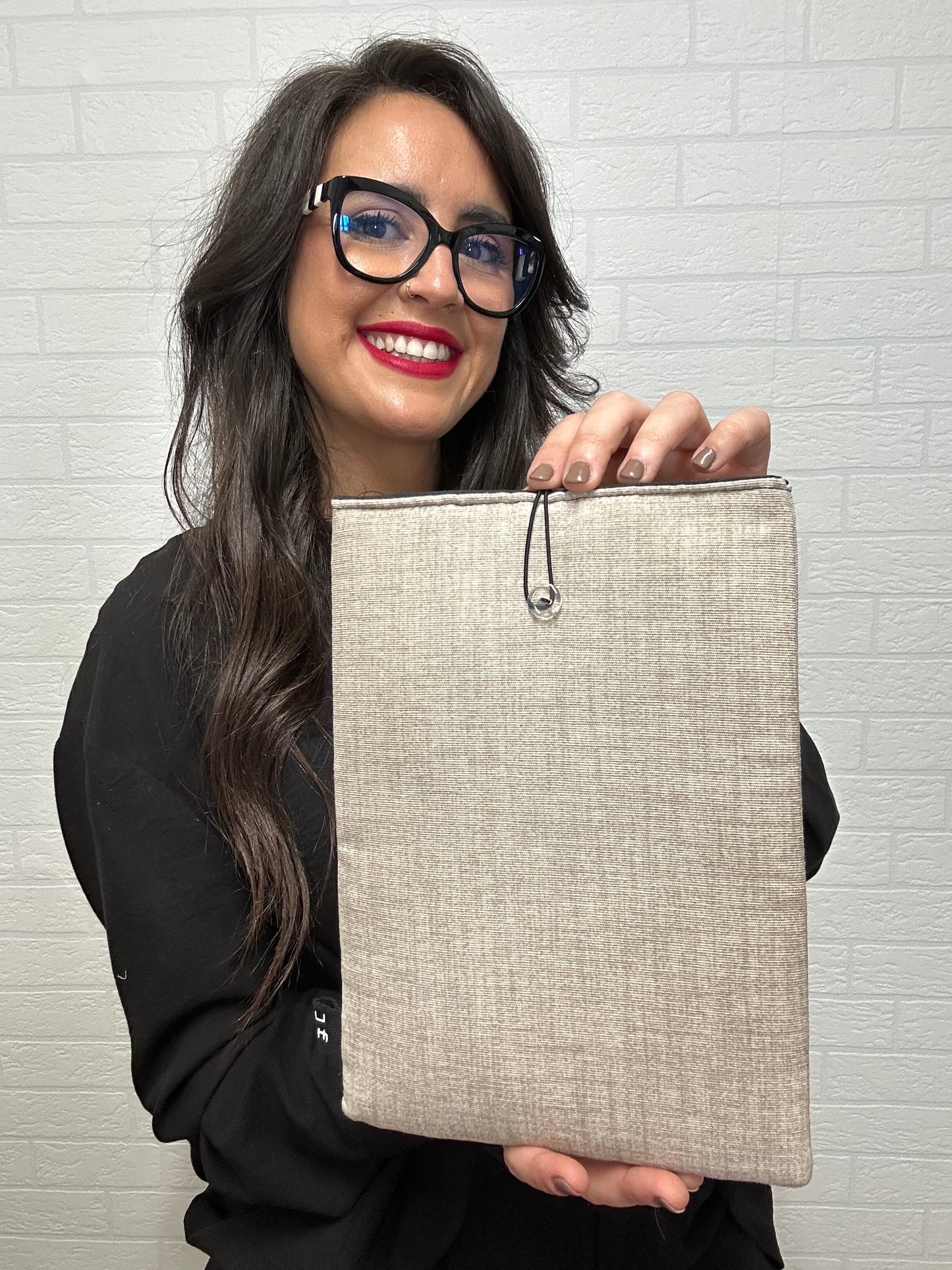 FUNDA DE LIBRO BEIGE-TOPO