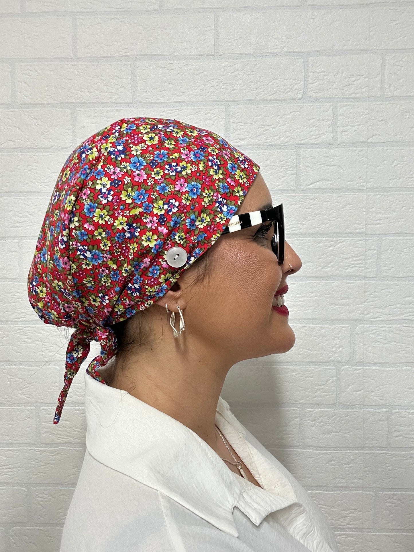 GORRO SANITARIO-ROJO FLORES