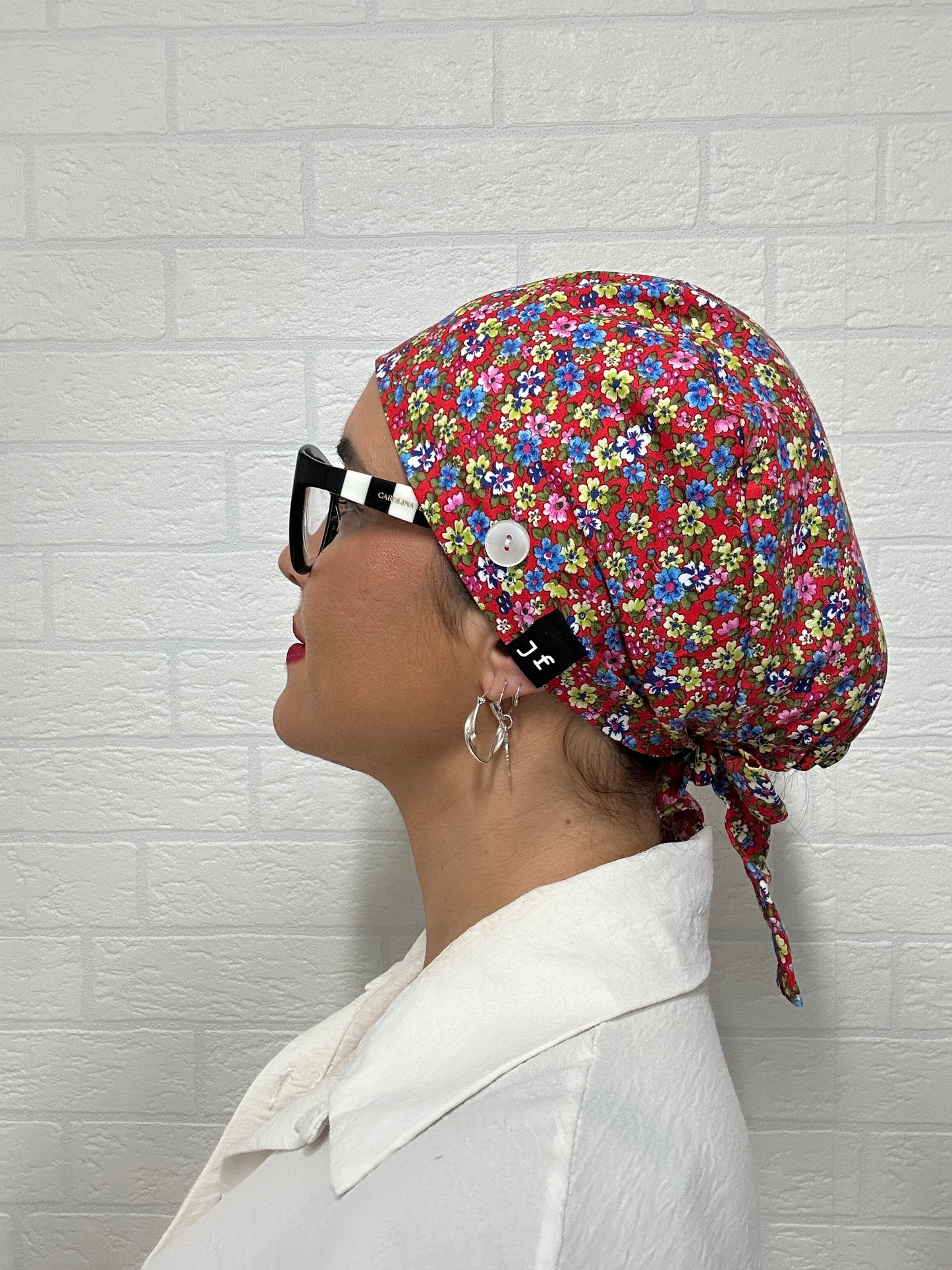 GORRO SANITARIO-ROJO FLORES