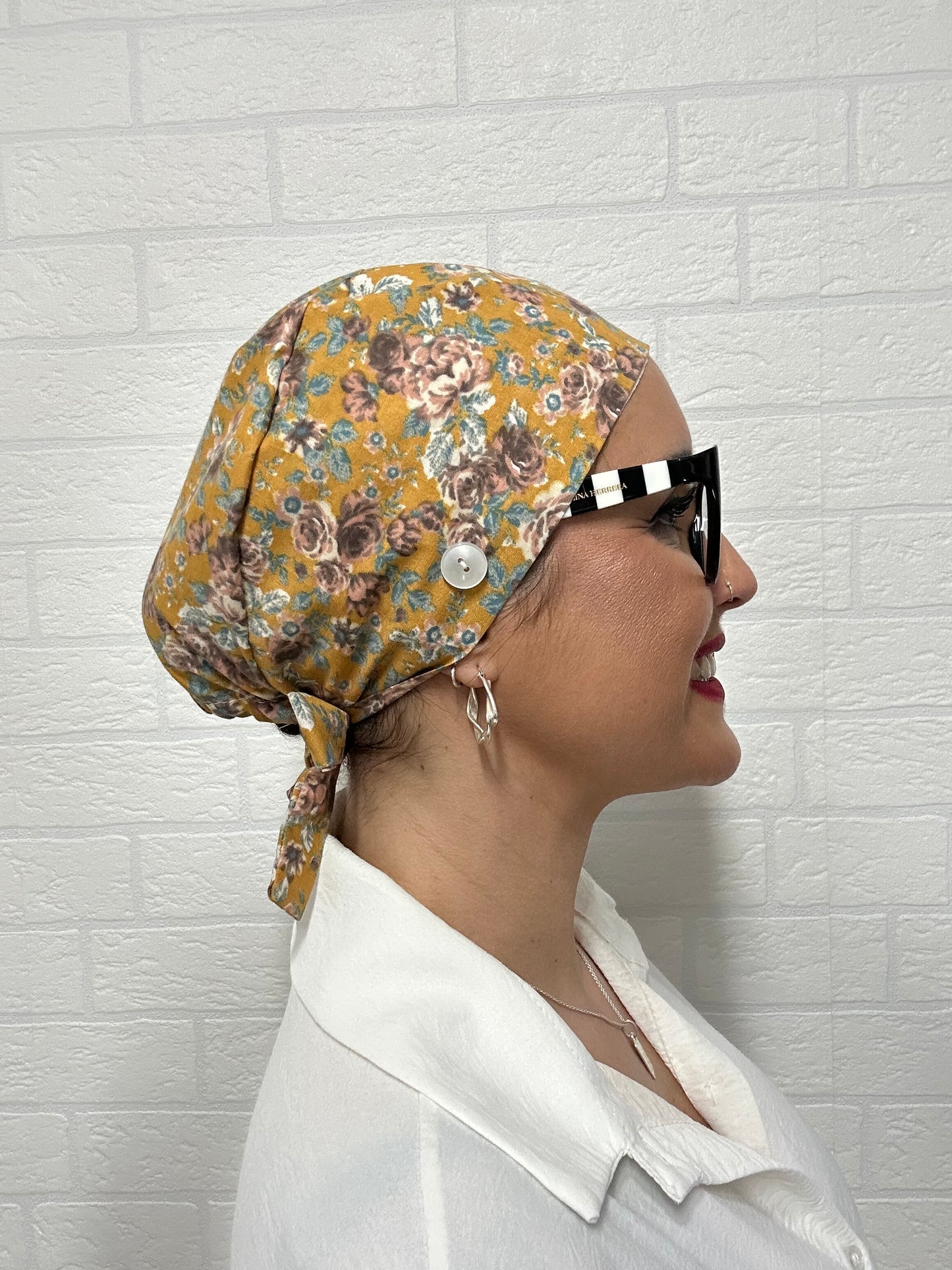GORRO SANITARIO -FLORES MOSTAZA