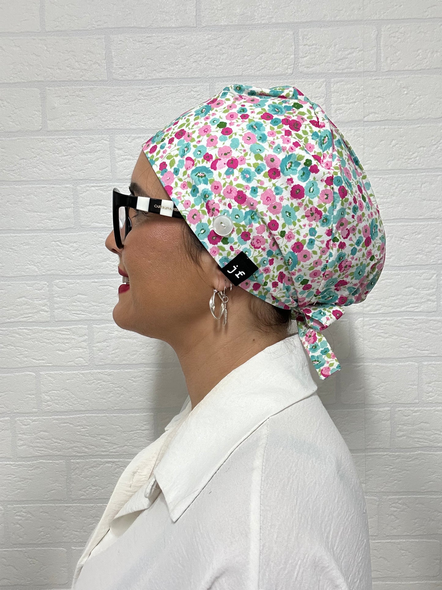 GORRO SANITARIO-FLORES PRECIOSAS FUCSIA