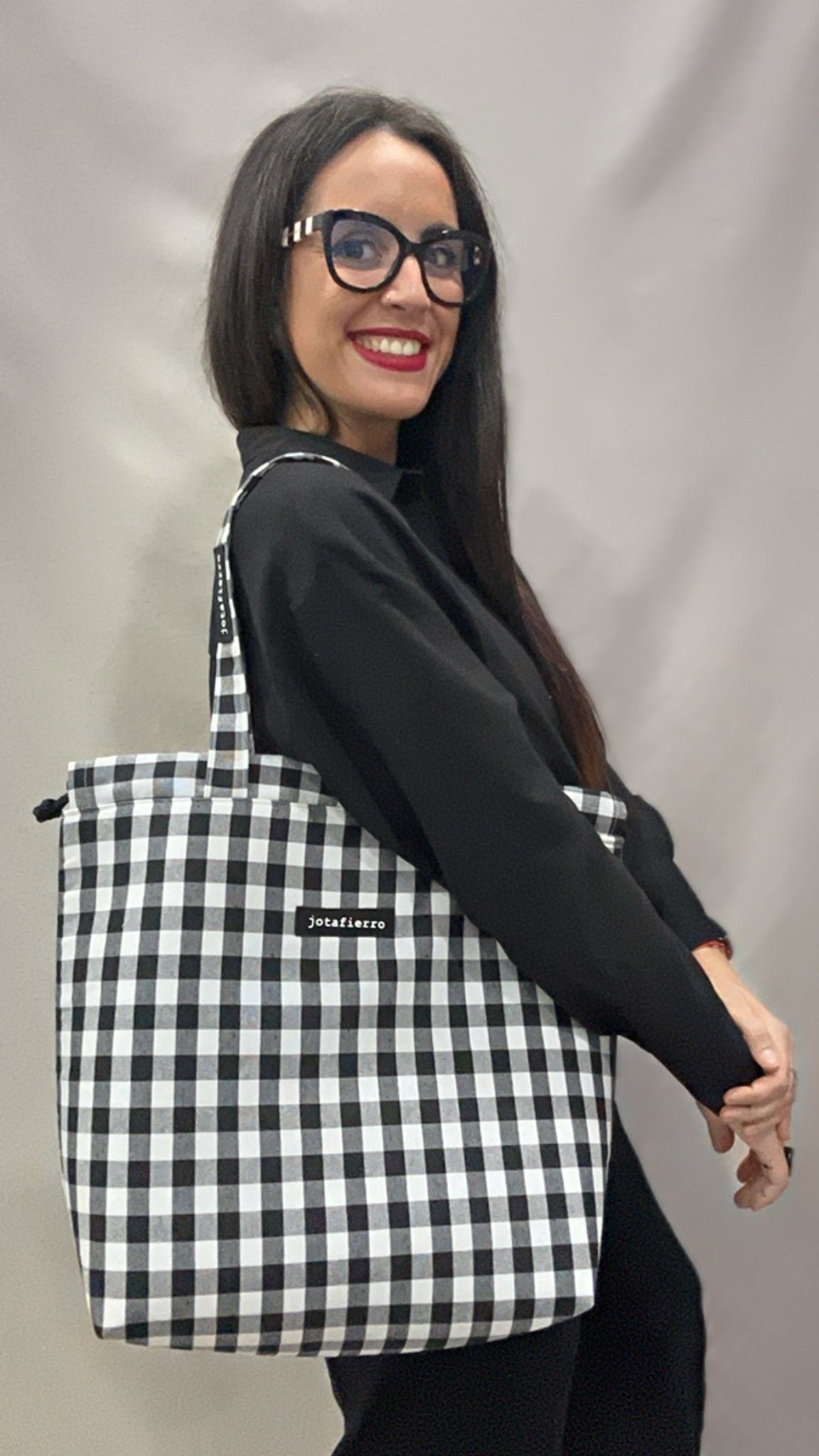 TOTE VICHY NEGRO GRANDE