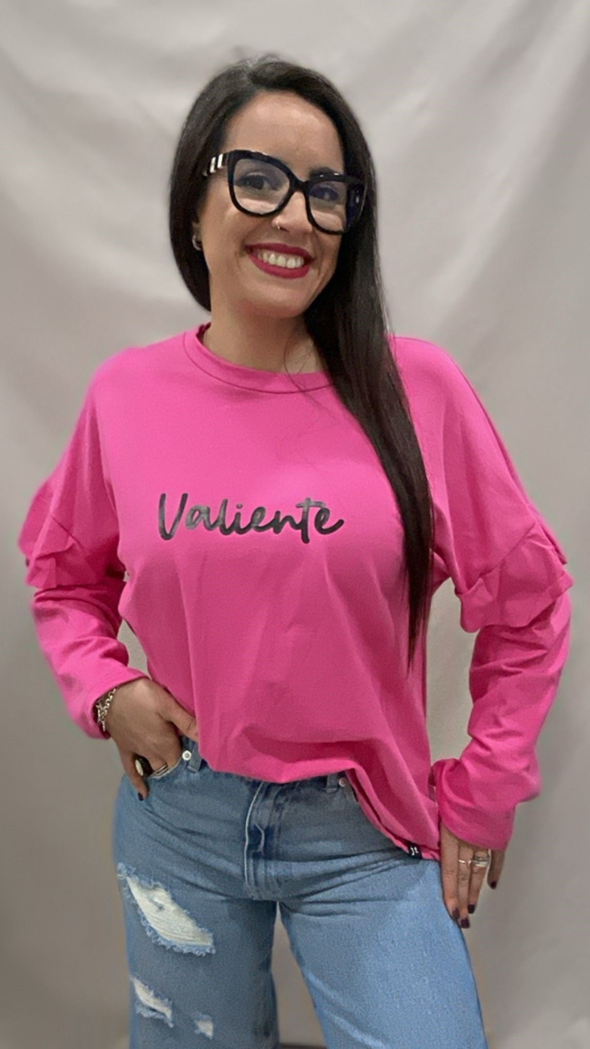 SUDADERA VALIENTE VOLANTE ROSA L/XL
