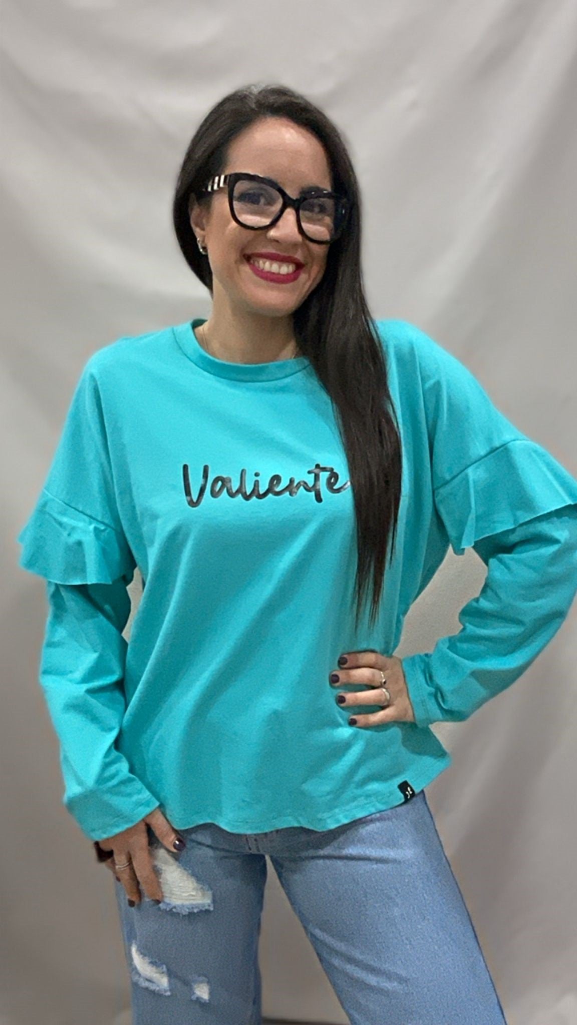 SUDADERA VALIENTE VOLANTE TURQUESA L/XL