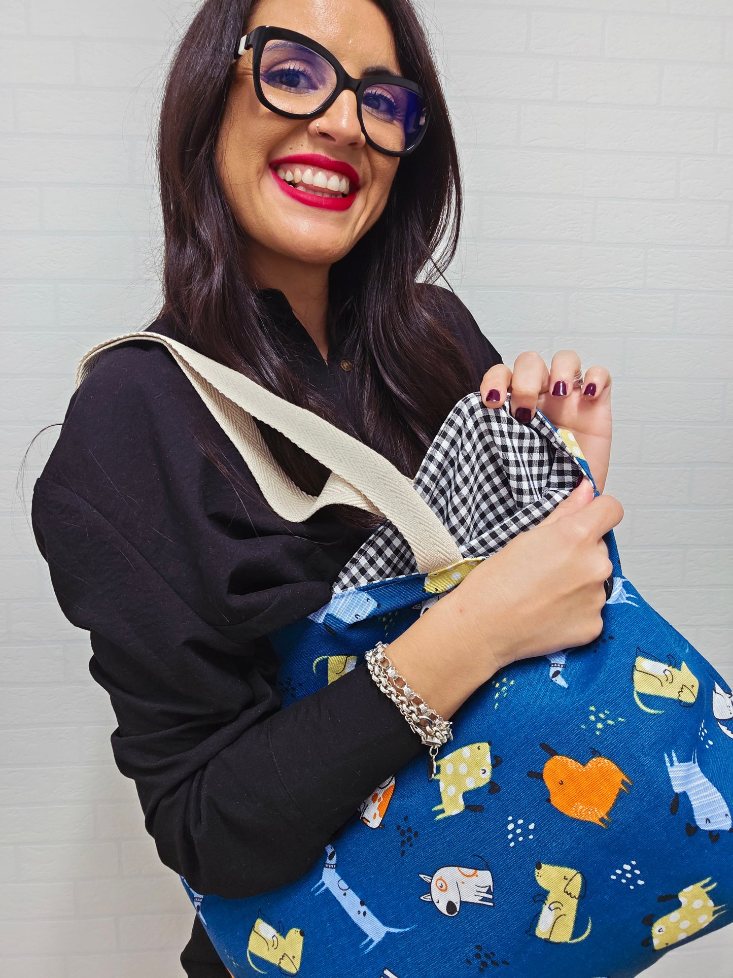 BOLSA REVERSIBLE PERRITOS TURQUESA