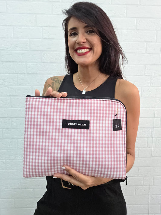 FUNDA IPAD VICHY ROSA EMPOLVADO