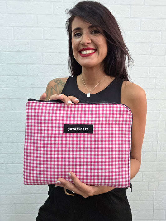 FUNDA IPAD VICHY ROSA BUGANVILLA