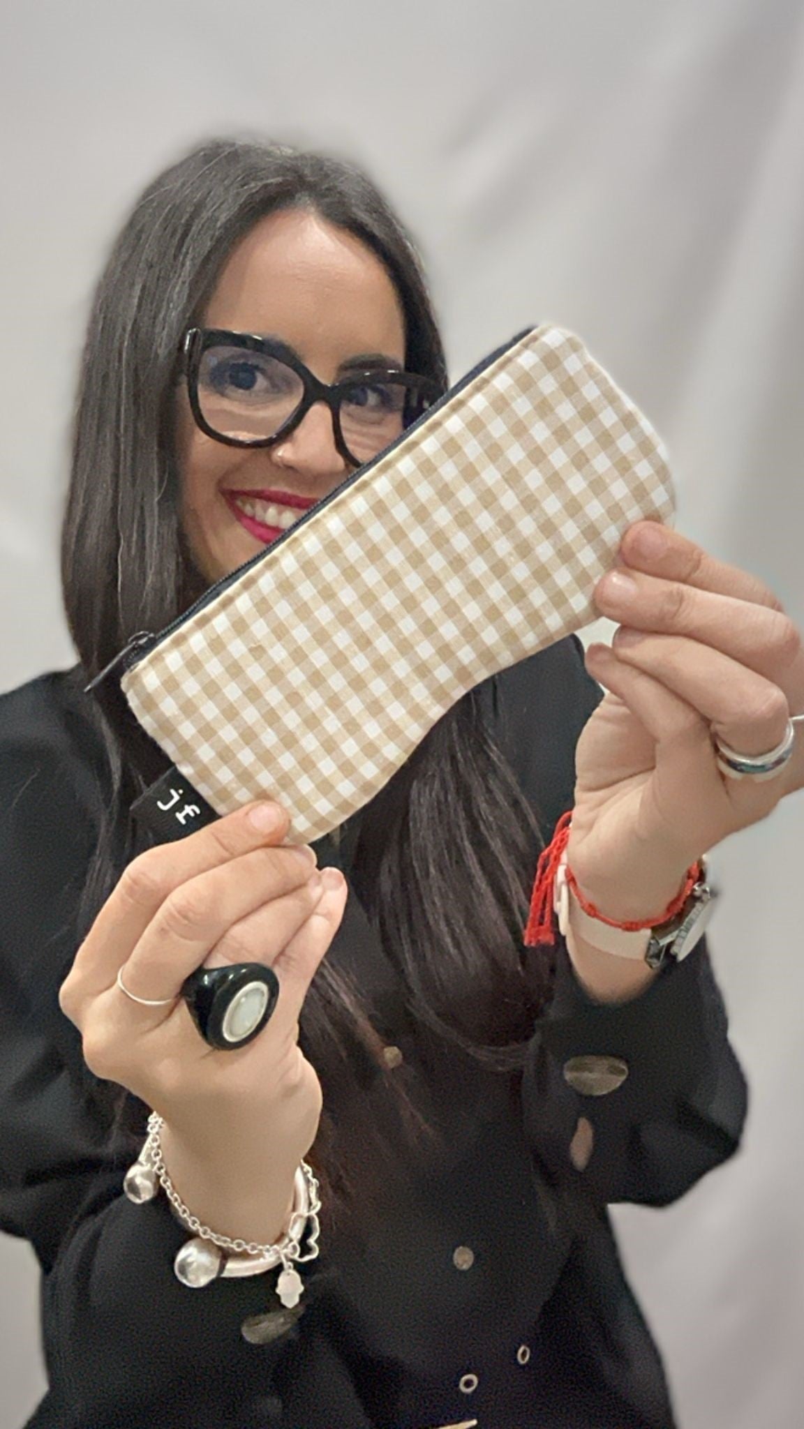 FUNDA DE GAFAS DE VICHY BEIGE