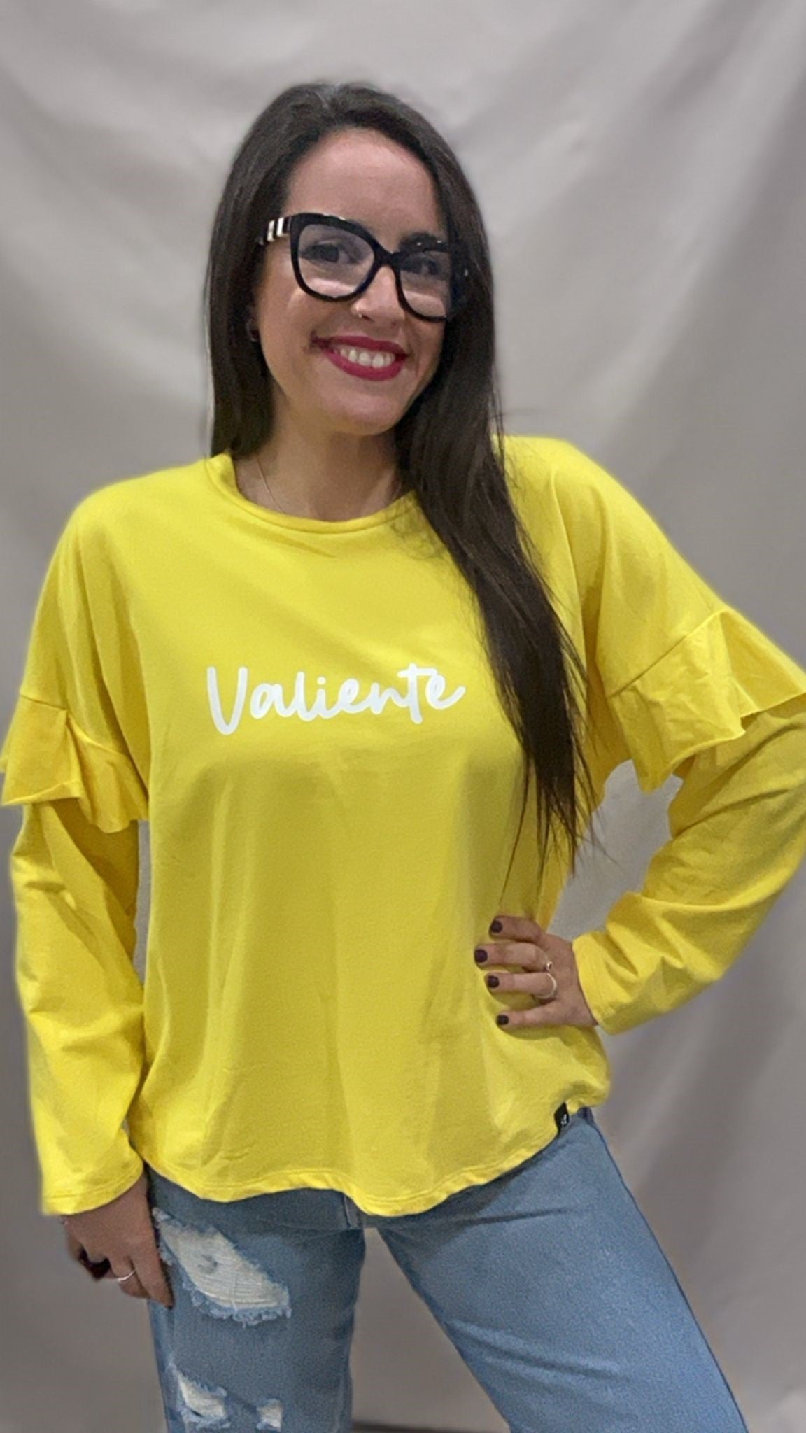 SUDADERA VALIENTE VOLANTE AMARILLA L/XL