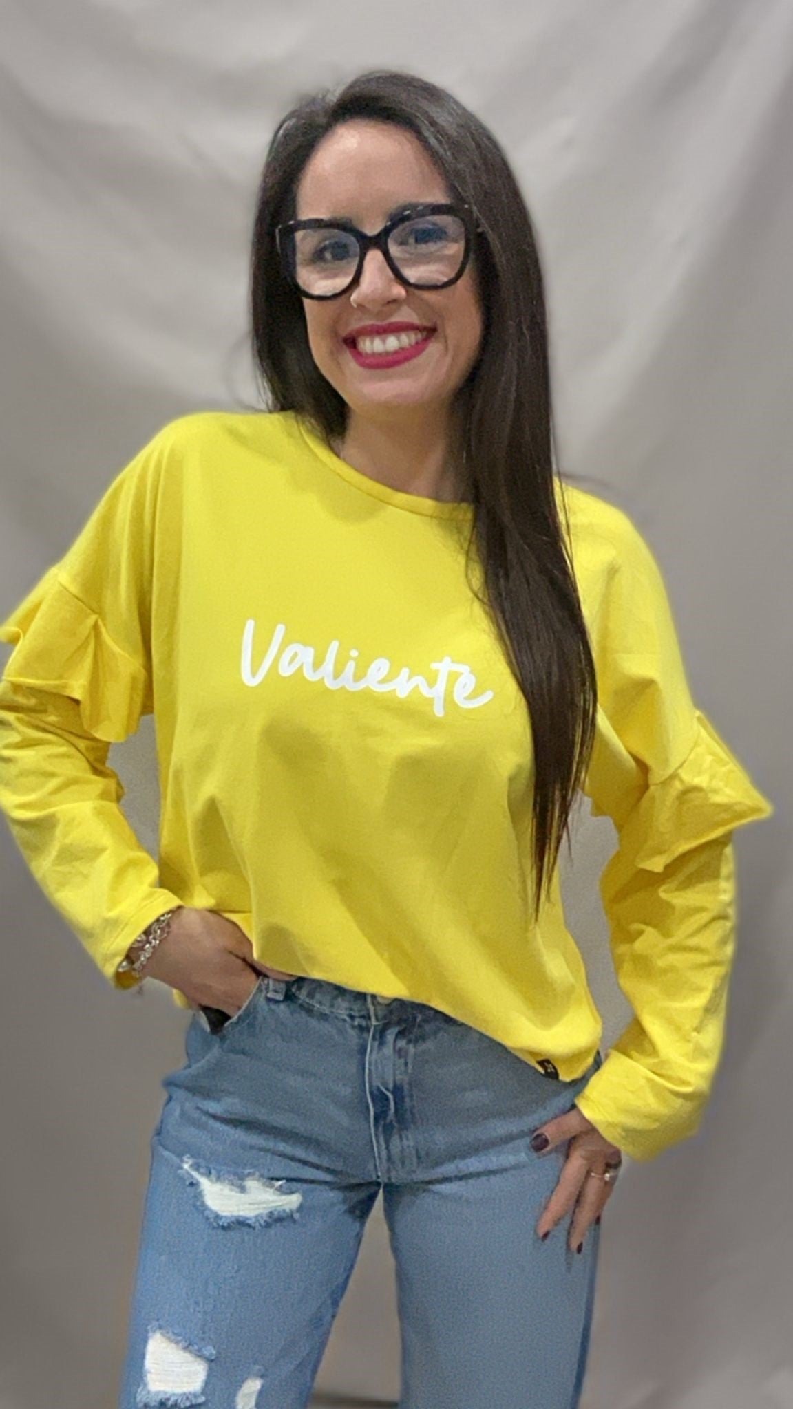 SUDADERA VALIENTE VOLANTE AMARILLA L/XL