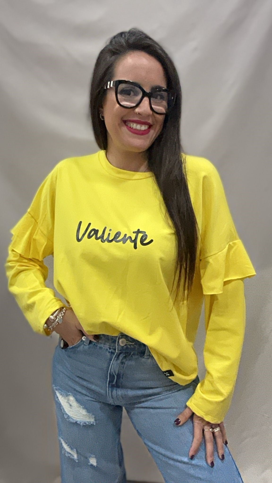 SUDADERA VALIENTE VOLANTE AMARILLA L/XL