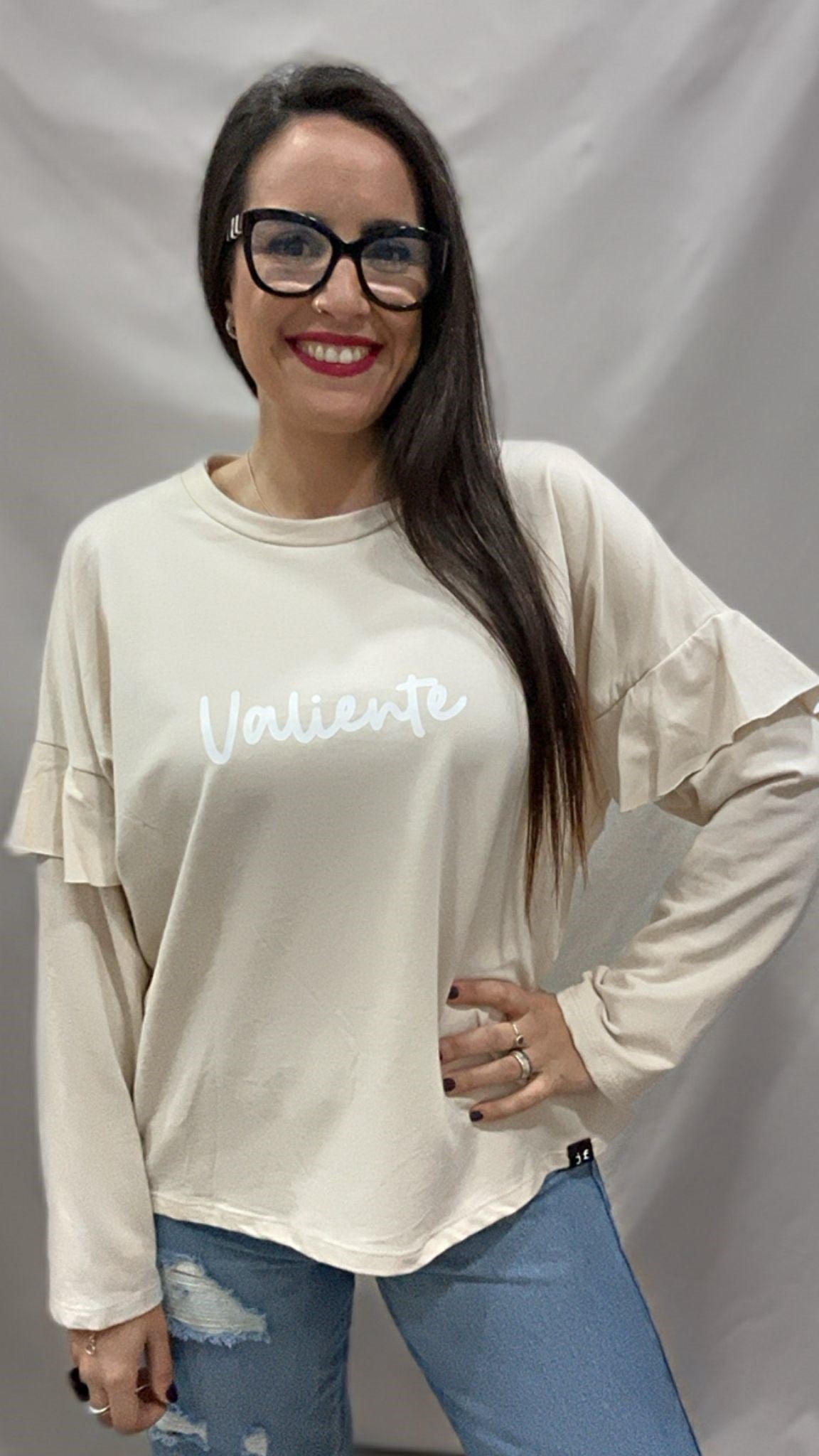 SUDADERA VALIENTE VOLANTE BEIGE L/XL