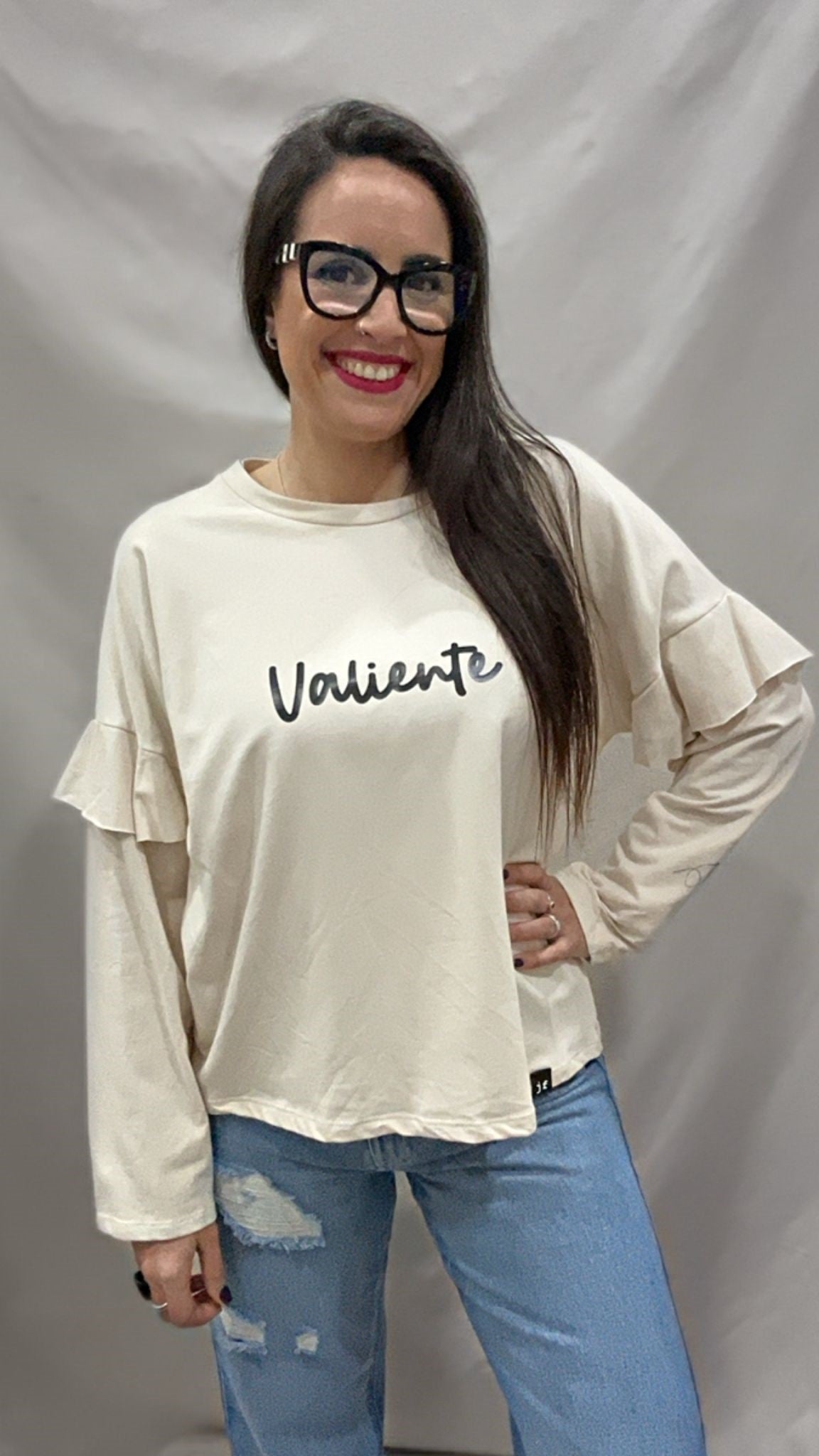 SUDADERA VALIENTE VOLANTE BEIGE L/XL