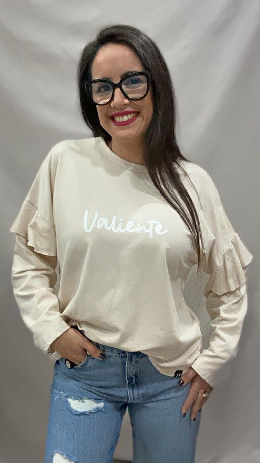 SUDADERA VALIENTE VOLANTE BEIGE L/XL