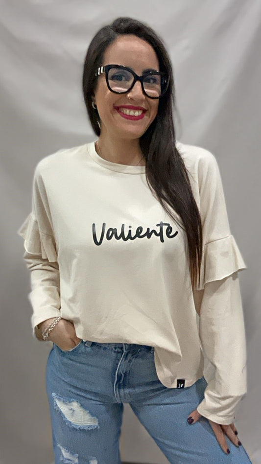 SUDADERA VALIENTE VOLANTE BEIGE L/XL