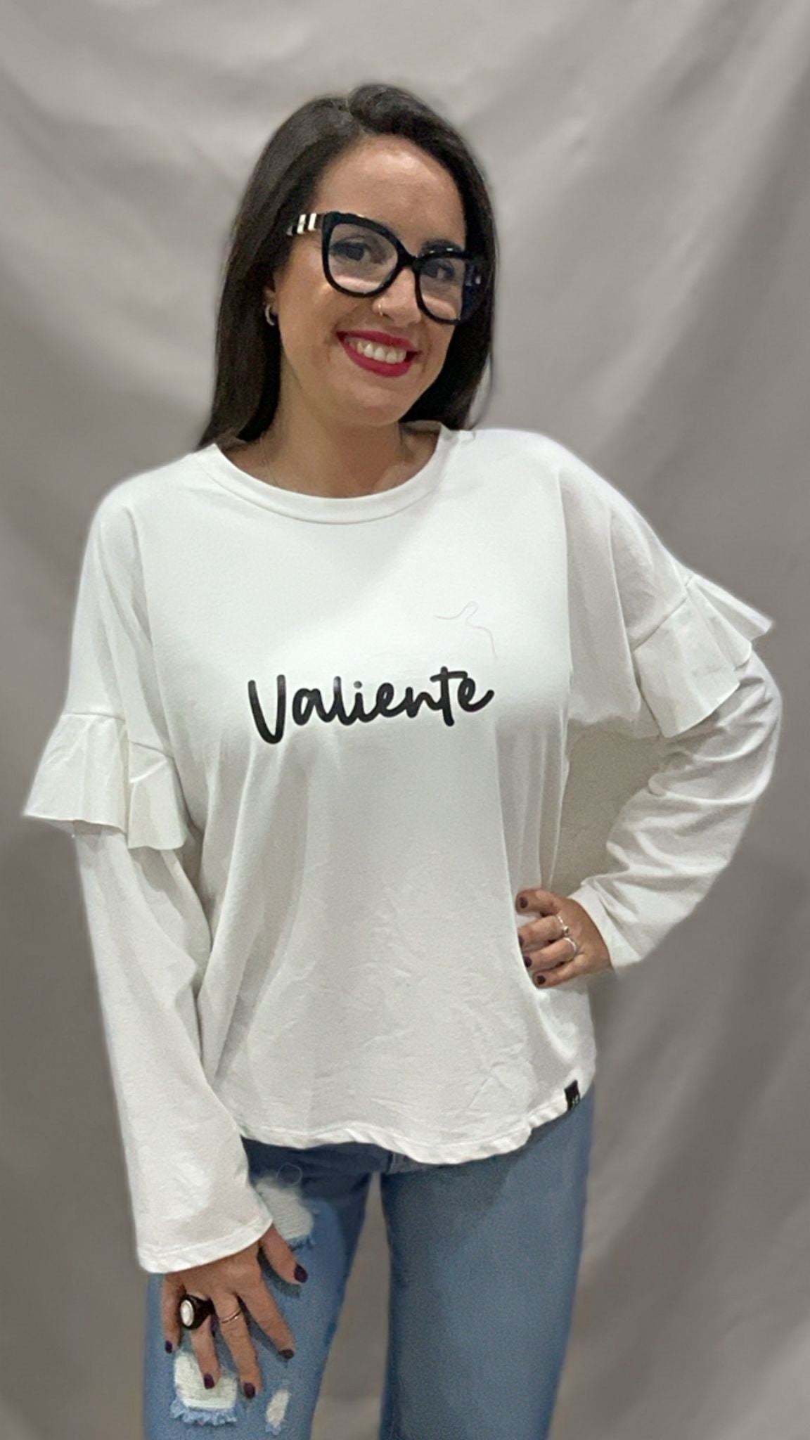 SUDADERA VALIENTE VOLANTE BLANCA L/XL