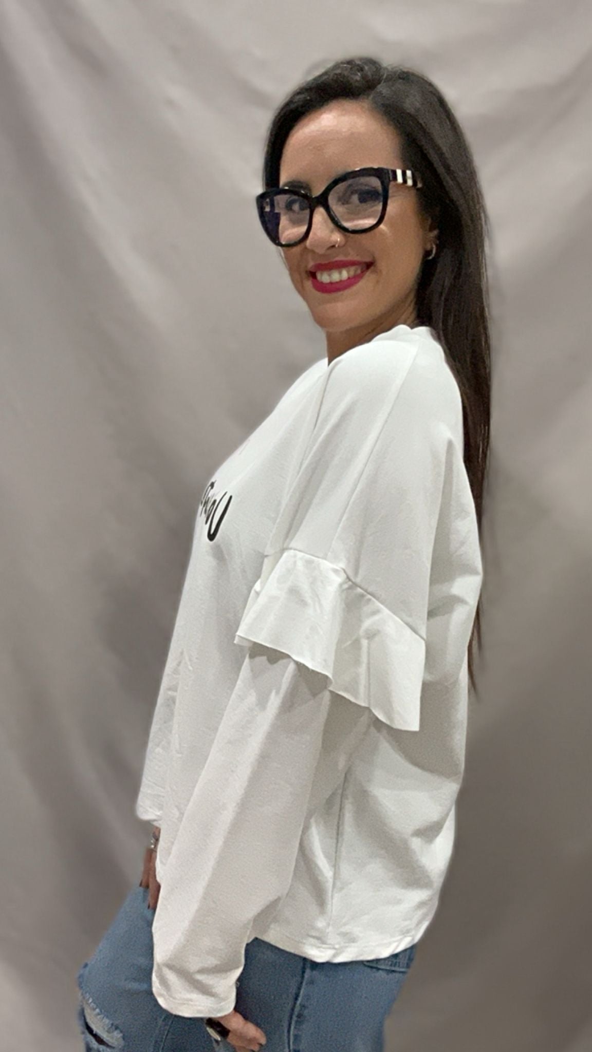 SUDADERA VALIENTE VOLANTE BLANCA L/XL