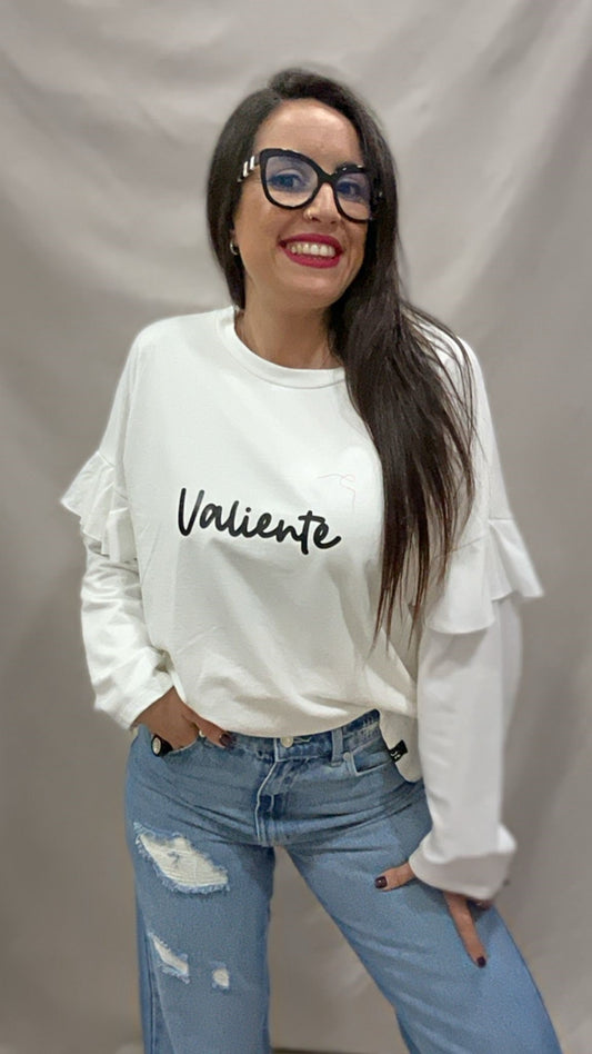 SUDADERA VALIENTE VOLANTE BLANCA L/XL