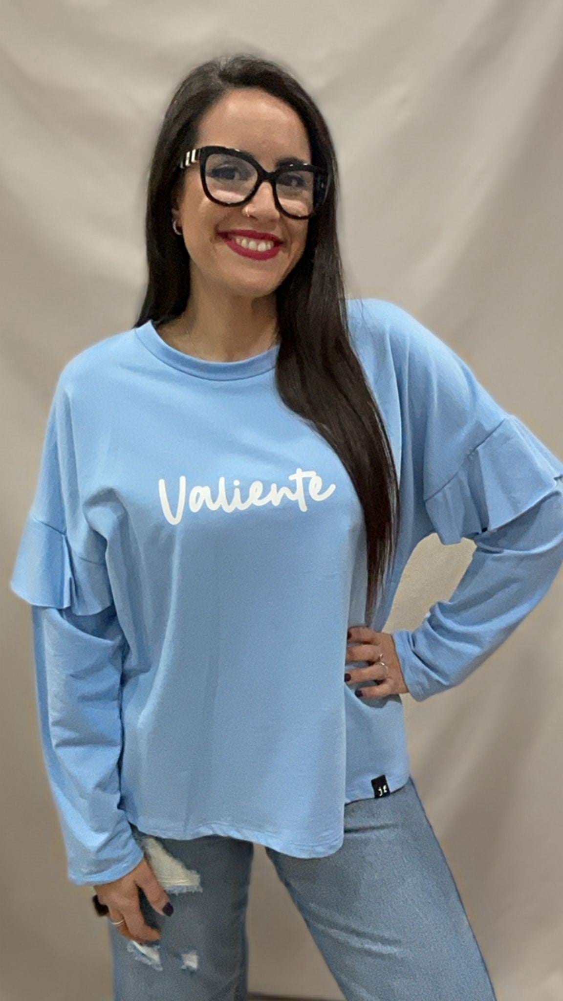 SUDADERA VALIENTE VOLANTE CELESTE L/XL