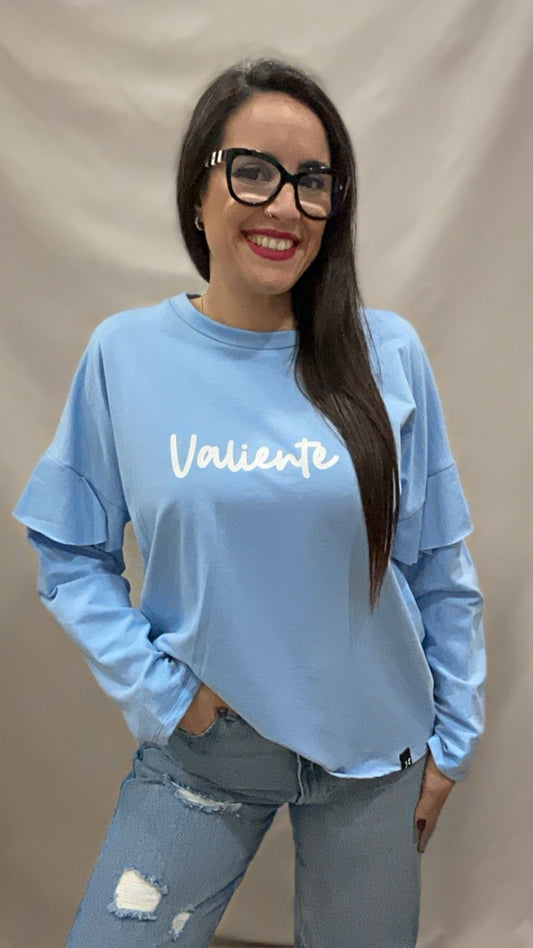 SUDADERA VALIENTE VOLANTE CELESTE L/XL