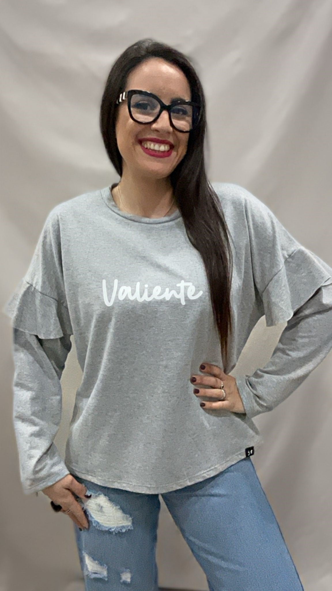 SUDADERA VALIENTE VOLANTE GRIS L/XL