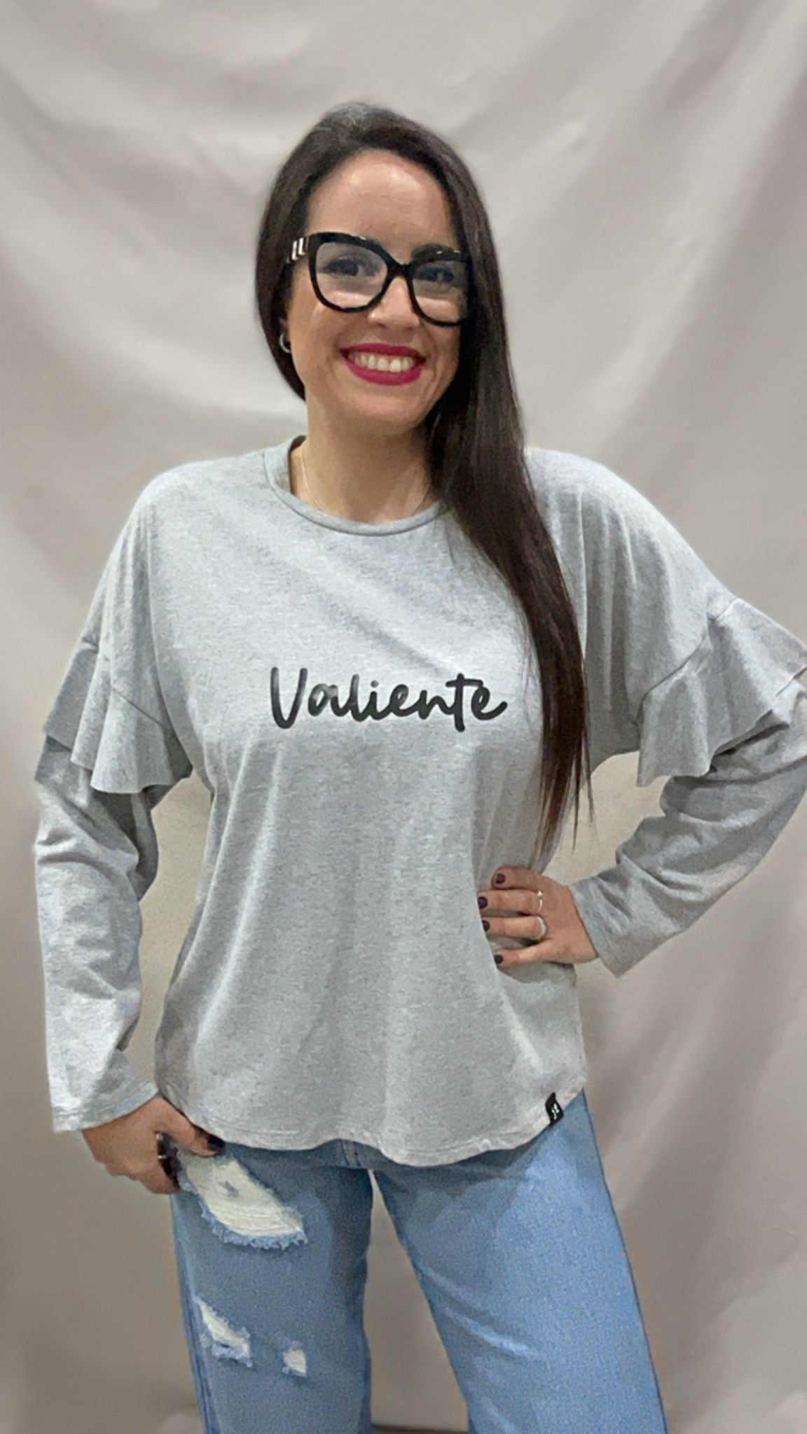 SUDADERA VALIENTE VOLANTE GRIS L/XL