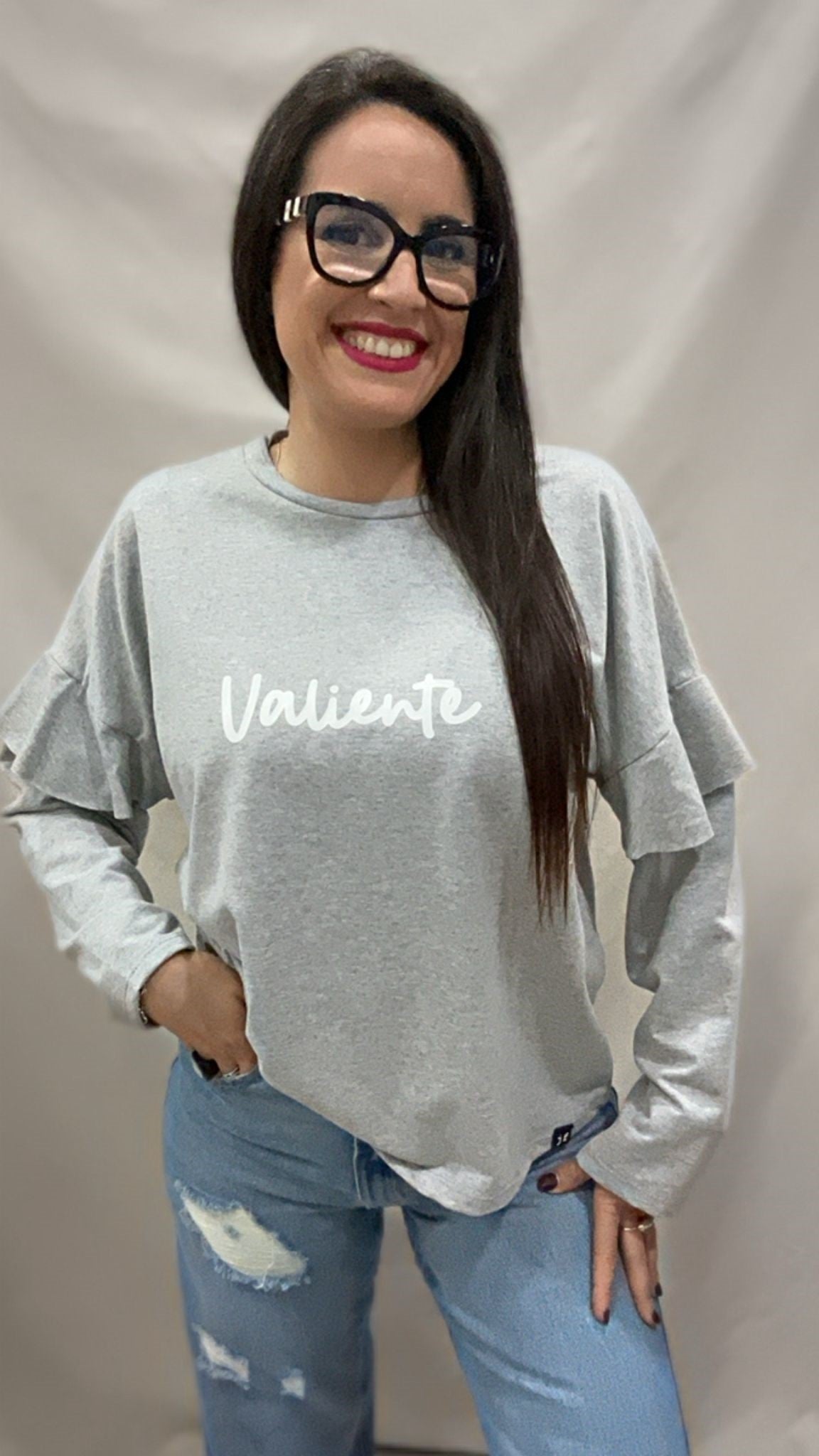 SUDADERA VALIENTE VOLANTE GRIS L/XL