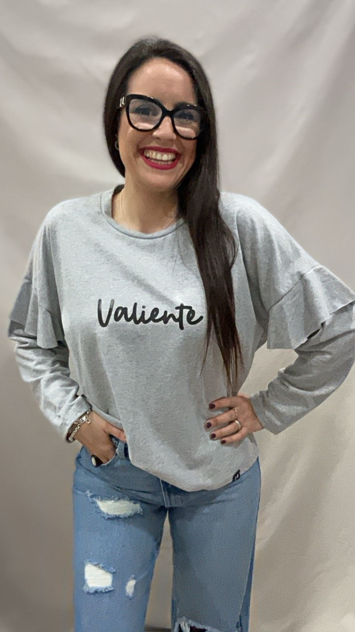 SUDADERA VALIENTE VOLANTE GRIS L/XL