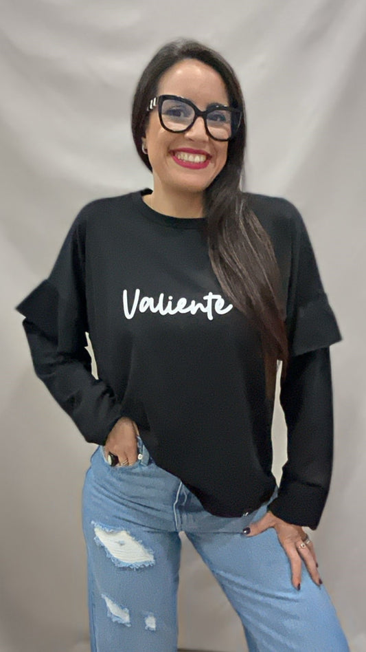 SUDADERA VALIENTE VOLANTE NEGRA L/XL