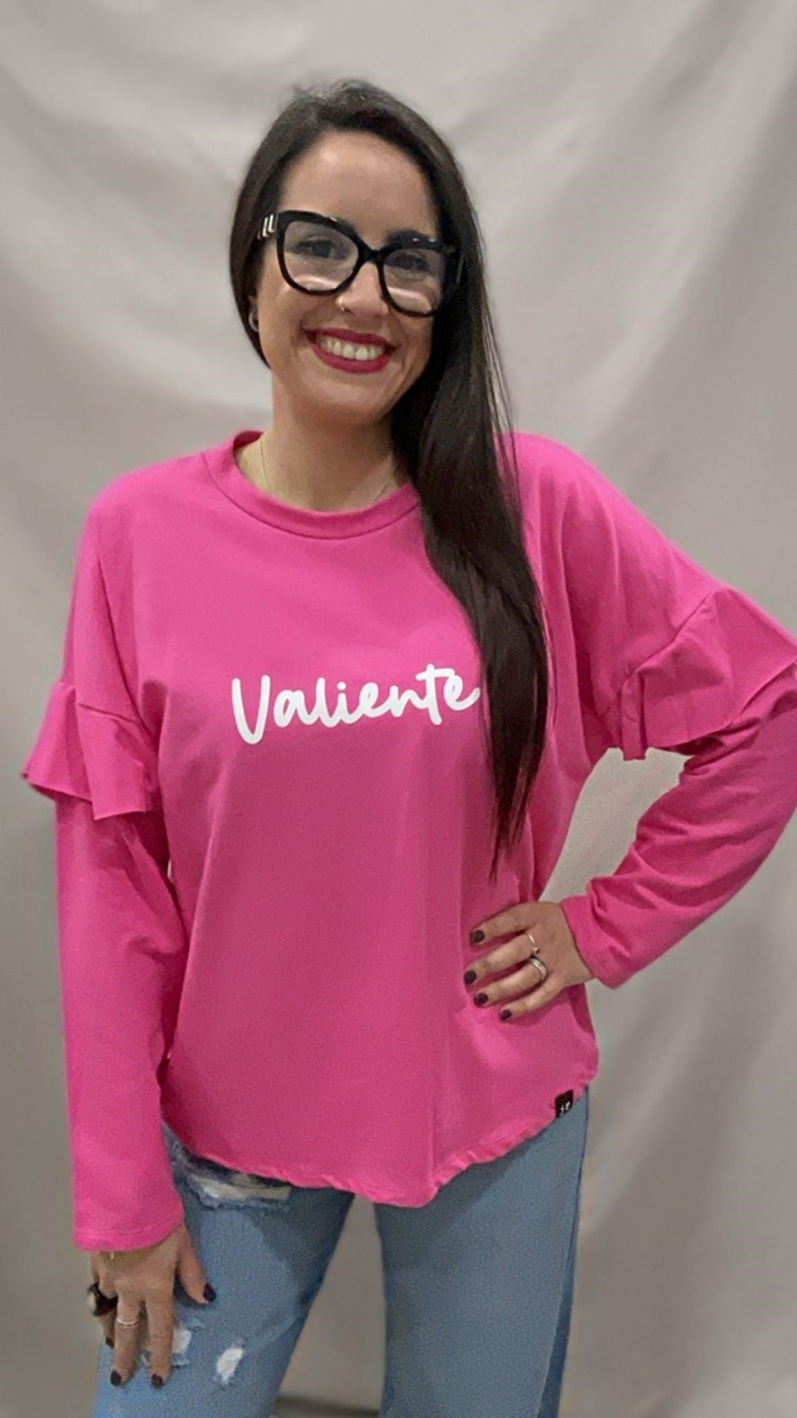 SUDADERA VALIENTE VOLANTE ROSA L/XL