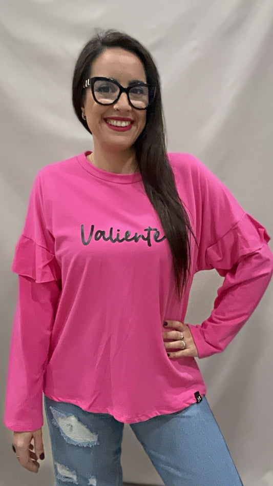 SUDADERA VALIENTE VOLANTE ROSA L/XL