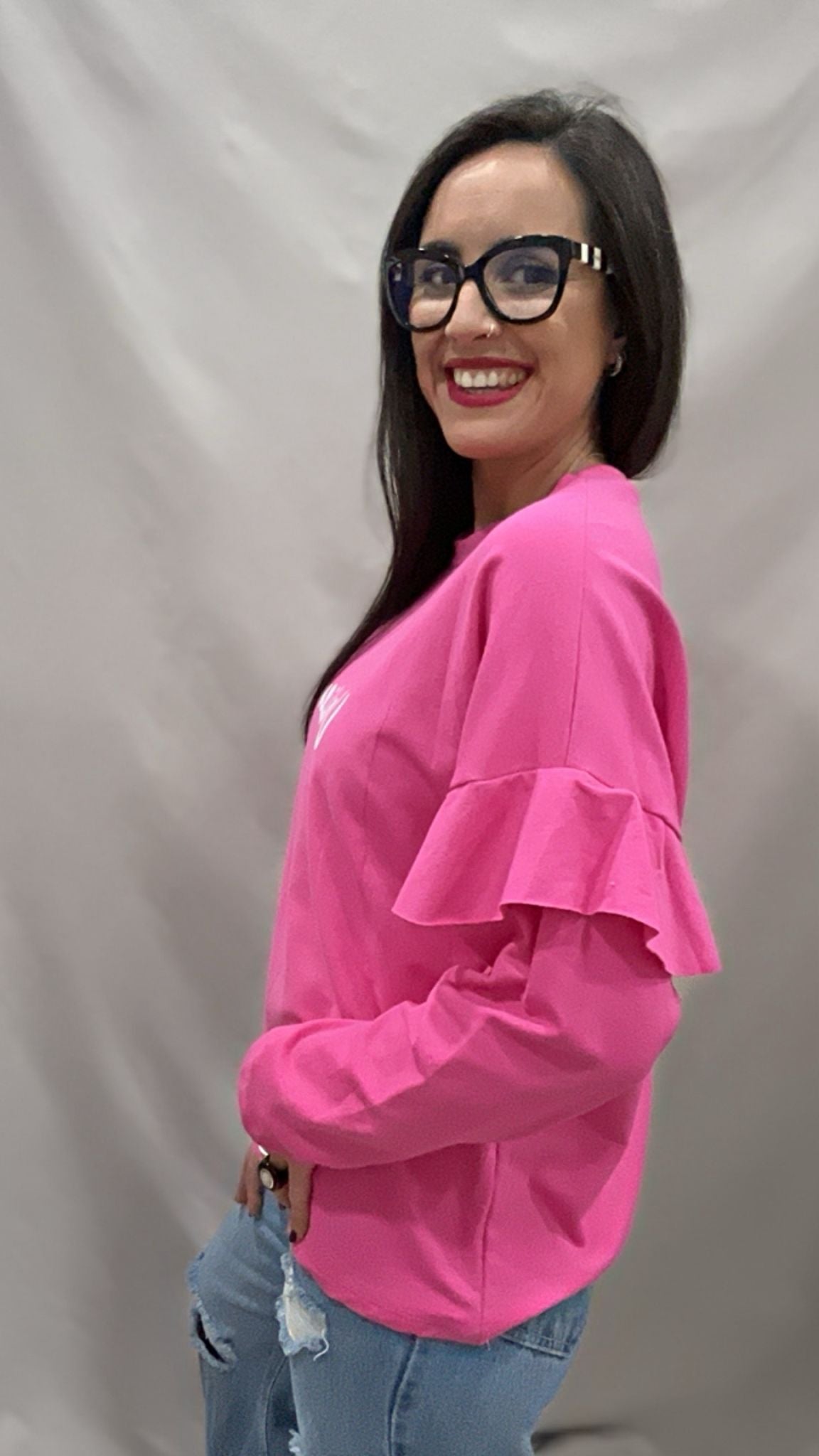 SUDADERA VALIENTE VOLANTE ROSA L/XL