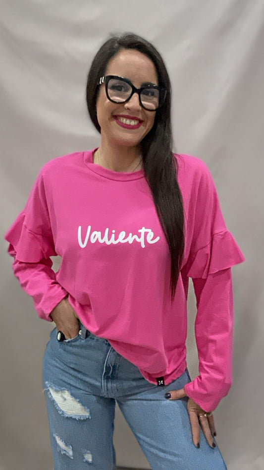 SUDADERA VALIENTE VOLANTE ROSA L/XL